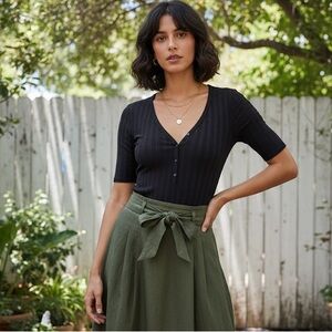 HOUSE OF HARLOW 1960 Black Ribbed Bodysuit Size Small NWT